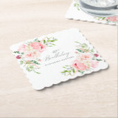 40. Geburtstag Party Rosa Blumenmuster Untersetzer (angewinkelt)