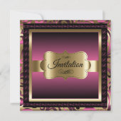 40. Geburtstag Party | Rosa Metallic & Gold Einladung (Vorderseite)