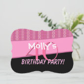 40. Geburtstag Party rosa Muster Vorlage V01 (Stehend Vorderseite)