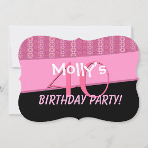 40. Geburtstag Party rosa Muster Vorlage V01