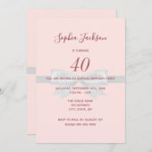 40. Geburtstag Party Rose Gold elegant gürtelbeugu Einladung (Vorne/Hinten)