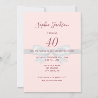 40. Geburtstag Party Rose Gold elegant gürtelbeugu Einladung