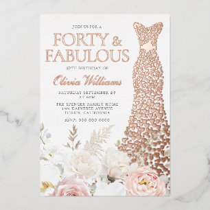 40. Geburtstag Party Rose Gold Folieneinladung