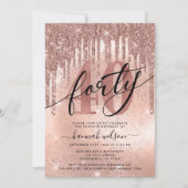 40. Geburtstag Party Rose Gold Glitzer & Foil Einladung (Vorderseite)