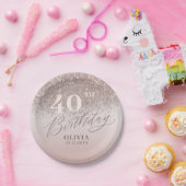 40. Geburtstag Party Rose Gold Glitzer Pappteller (Party)