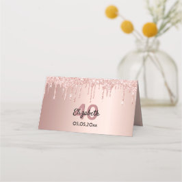 40. Geburtstag Party Rose Gold Glitzer rosa Funkel Platzkarte