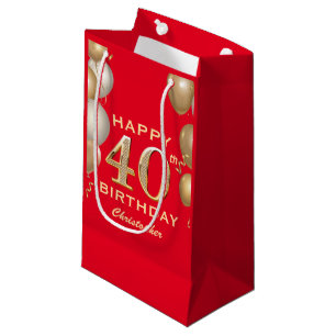 40. Geburtstag Party Rot und Gold Ballons Kleine Geschenktüte