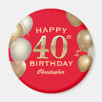 40. Geburtstag Party Rot und Gold Ballons