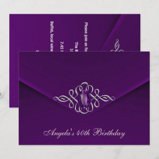 40. Geburtstag Party Royal Silver Plum Velvet Pear Einladung