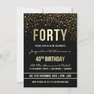 40. Geburtstag Party | Schimmergoldfetti Einladung