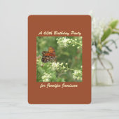 40. Geburtstag Party Schmetterling Personalize Nam Einladung (Stehend Vorderseite)