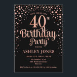 40. Geburtstag Party - Schwarz & Rose Gold Einladung<br><div class="desc">40. Geburtstagsfeier Party Einladung. Elegantes Design in Schwarz und Imitat Glitzer Rose Gold. Features stilvolle Skript-Schriftart und Konfetti. Nachricht,  wenn du ein Alter brauchst.</div>