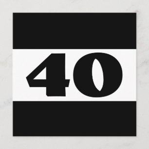 40. Geburtstag Party Schwarz und Weiß Moderne W857 Einladung