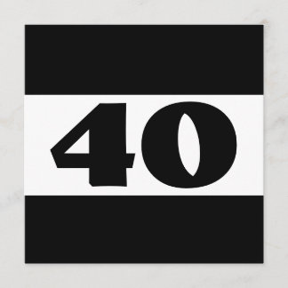 40. Geburtstag Party Schwarz und Weiß Moderne W857 Einladung
