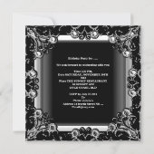 40. Geburtstag Party Schwarz-weiß Crystal Pearl Einladung (Rückseite)