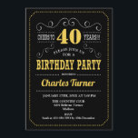 40. Geburtstag Party - Schwarz-Weiß Einladung<br><div class="desc">40. Geburtstagsfeier Party Einladung. Elegantes Retro-Design in Schwarz,  Gold,  Weiß mit Chalkboard-Muster und Skript-Schriftart. Bis 40 Jahre! Nachricht,  wenn Sie weitere Anpassungen benötigen.</div>
