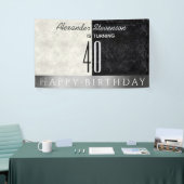 40. Geburtstag Party , Schwarz-Weiß-Marmor Banner (Messeveranstaltung)