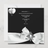 40. Geburtstag Party Schwarz-weiß Silberballons Einladung (Rückseite)