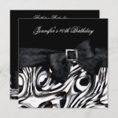 40. Geburtstag Party Schwarz-weißer Abstrakter Bow Einladung (Vorne/Hinten)