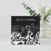 40. Geburtstag Party Schwarz-weißer Abstrakter Bow Einladung (Stehend Vorderseite)