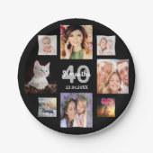 40. Geburtstag Party Schwarzes Foto Collage Frau Pappteller (Vorderseite)