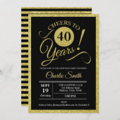 40. Geburtstag Party - Schwarzes Gold JEDES ALTER Einladung (Vorne/Hinten)