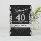 40. Geburtstag Party - Silberschwarz Einladung (Stehend Vorderseite)