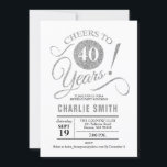 40. Geburtstag Party - Silberweiß Einladung<br><div class="desc">40. Geburtstag Party Einladung in Imitaten Glitzer Silber und Weiß. Features klassischen Typografie Script-Schriftart. Bis 40 Jahre! Kann in jedem Alter personalisiert werden. Ideal für eine stilvolle Damenfeier</div>