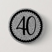 40. Geburtstag Party Silver Glitzer Classic Button (Vorderseite)