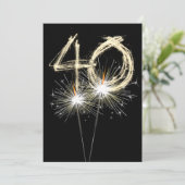 40. Geburtstag Party Sparklers Einladung (Stehend Vorderseite)