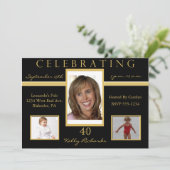 40. Geburtstag Party Tri Foto Einladungen (Stehend Vorderseite)