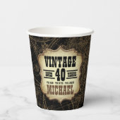 40. Geburtstag Party Vintages Thema Weltkarte Pappbecher (Rückseite)
