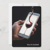 40. Geburtstag Party Wein auf Smartphone-Bildschir Einladung (Vorderseite)