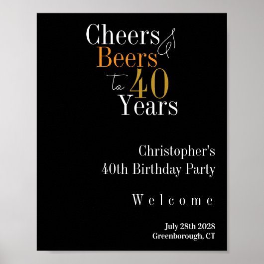 40. Geburtstag Party Willkommen Poster (Vorne)