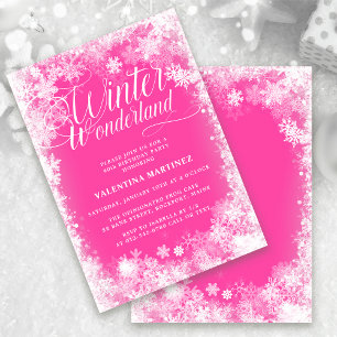 40. Geburtstag Party Winter Wonderland Pink Einladung