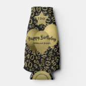 40. Geburtstag Party Zahlenmuster Gold und Schwarz Flaschenkühler (Vorderseite)