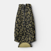 40. Geburtstag Party Zahlenmuster Gold und Schwarz Flaschenkühler (Rückseite)