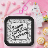 40. Geburtstag Party Zahlenmuster Schwarz/Weiß Pappteller (Party)