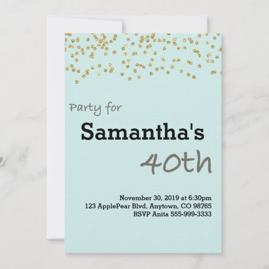 40. Geburtstag Personalisiert in Pastellfarben Einladung (Vorderseite)