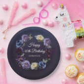 40. Geburtstag Personalisiert Moody Lila Blume Pappteller (Party)