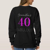 40. Geburtstag Personalisiert Neon Pink Black Sweatshirt (Rückseite)