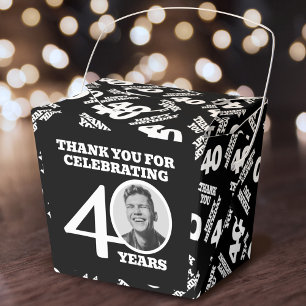 40. Geburtstag personalisierte Fotos schwarz weiß Geschenkschachtel