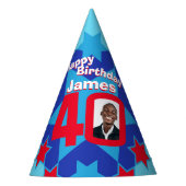 40. Geburtstag personalisierter Foto-Stern-Name Partyhütchen (Vorderseite)