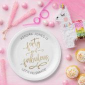 40. Geburtstag Personalisierter Gold-Glitzer Pappteller (Party)