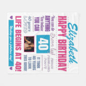 40. Geburtstag Personalisiertes Foto Fleece Blanke (Vorderseite (Horizontal))