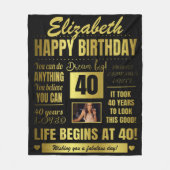 40. Geburtstag Personalisiertes Foto Fleece Blanke (Vorderseite)