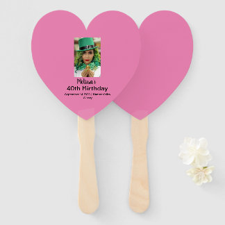 40. Geburtstag Personalisiertes Foto rosa Fächer