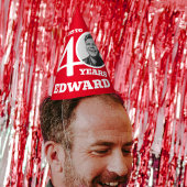 40. Geburtstag personalisiertes Foto rot Partyhütchen