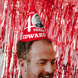 40. Geburtstag personalisiertes Foto rot Partyhütchen