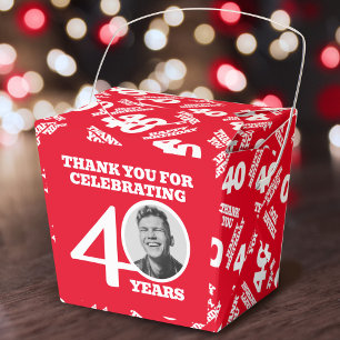 40. Geburtstag personalisiertes Foto weiß rot Geschenkschachtel